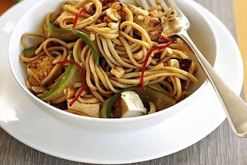 Asian-style tofu & cucumber noodles