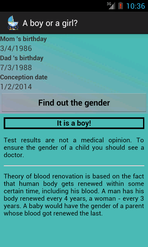 Baby Gender Predictor Screen 2