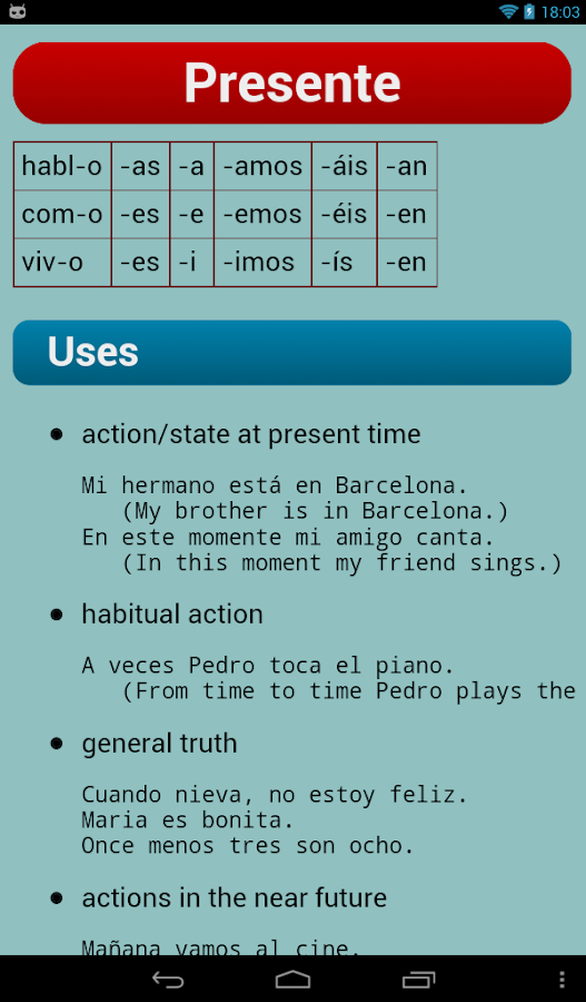 Spanish Verbs - Google Play'de Android Uygulamaları