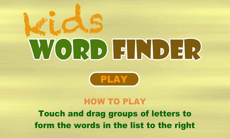 Kids Word Finder Screen 1