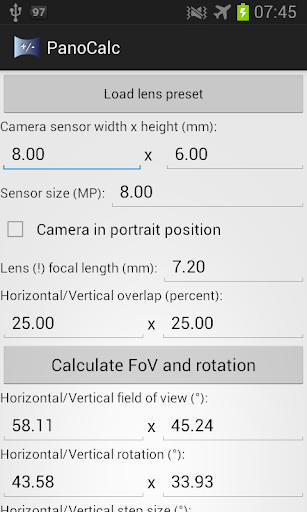 Panorama Calculator