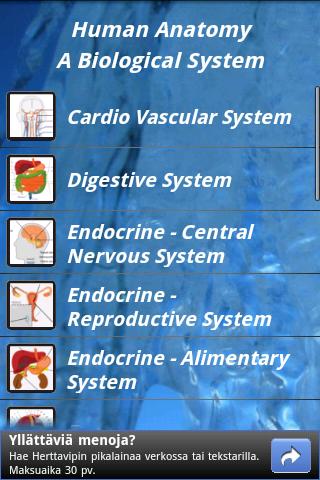 Android application Human Anatomy screenshort