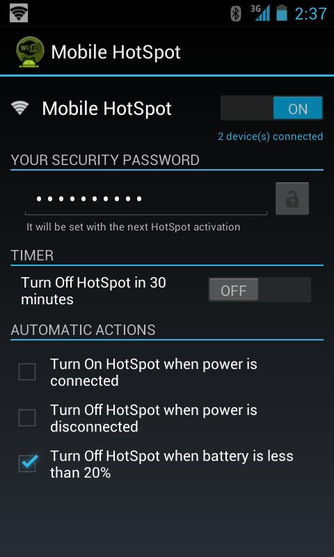Android application Mobile HotSpot screenshort