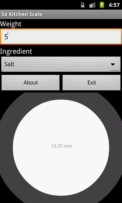 Android application Kitchen Scale screenshort