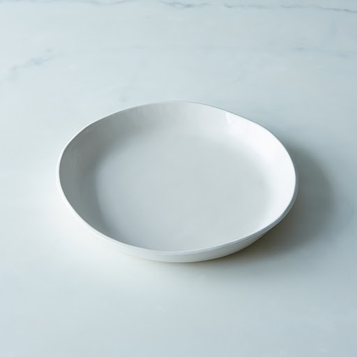 White Ceramic Shallow Bowl