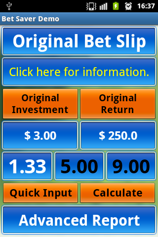 Bet Saver Demo