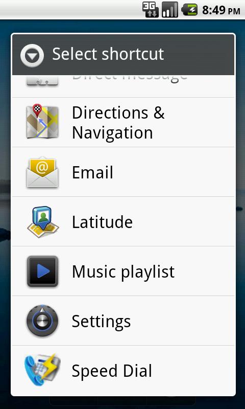 Speed Dial Screen 1