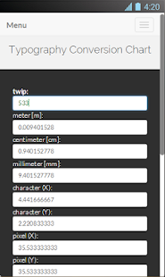 Free Download Typography Conversion Chart APK for PC