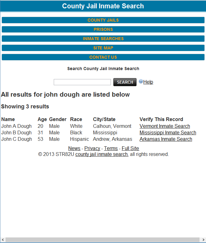 county county inmate search