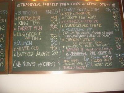 Menu And Price List On Board The Magnificent Fish Chips Bar Malaysia Food Restaurant Reviews
