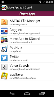 Captura de pantalla de la aplicacion Android Move to SD Card