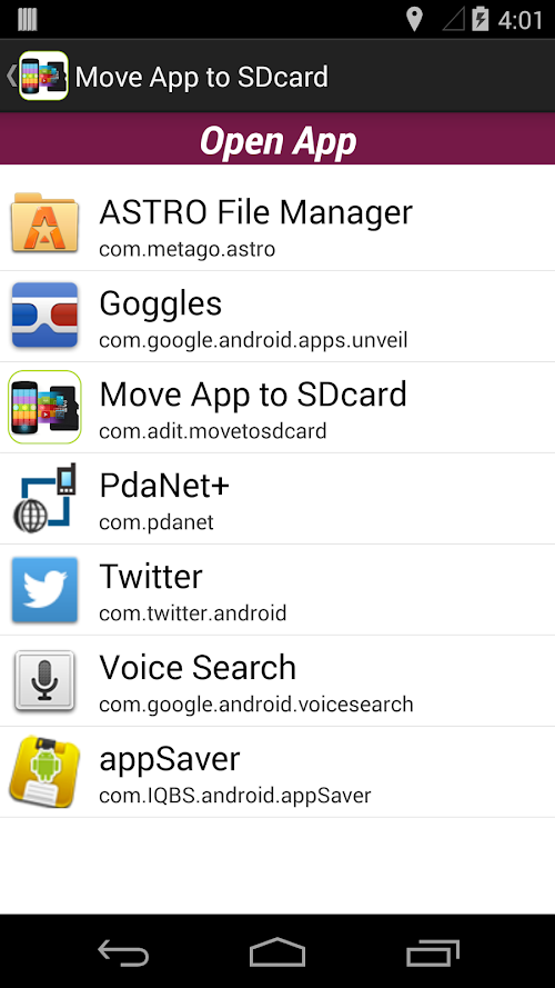 Android application Move to SD Card screenshort