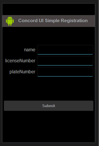 Concord UI Simple Registration