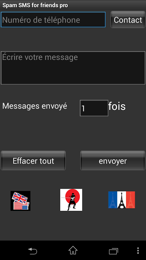 Android application Spam sms for friends pro screenshort