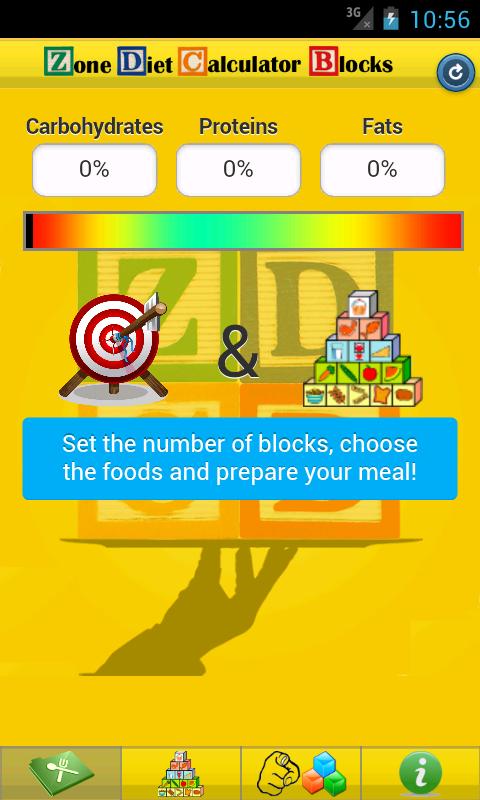 Android application Zone Diet Calculator Blocks screenshort