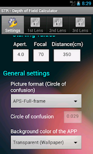 Depth of Field Calculator screenshot 1