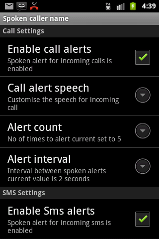 Android application Talking SMS and Caller ID full screenshort