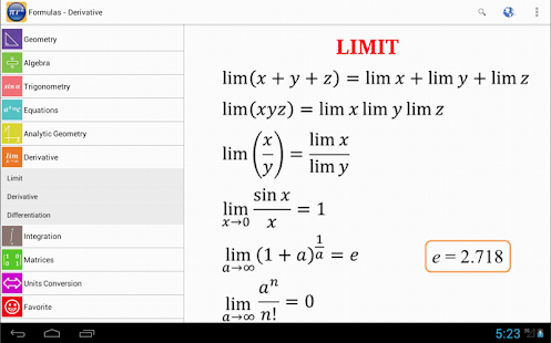 Maths Formulas Screenshot