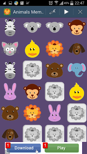 Cute Animals Memory Game