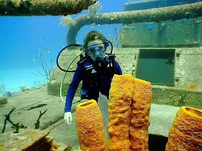 Kids Sea Camp on the wreck of Doc Poulson in the Cayman Islands.