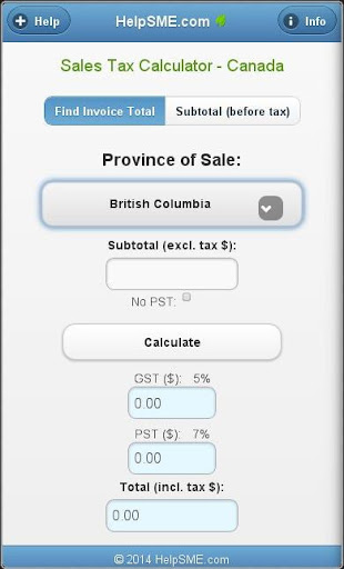 Canadian Sales Tax Calculator