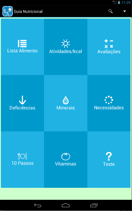 Android application Guia Nutricional Up screenshort