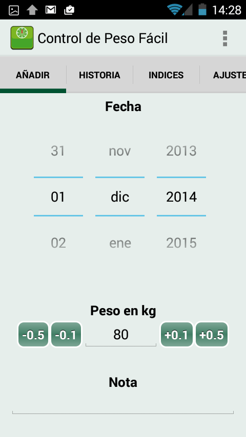 Android application Simple Weight Tracker screenshort