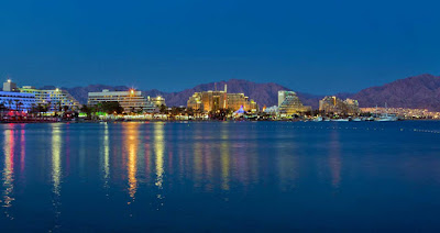 Tiberias, Israel, at night. 