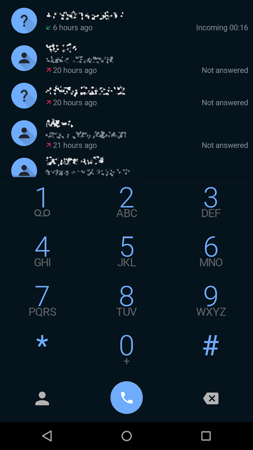 exDialer MidNight theme Screen 1