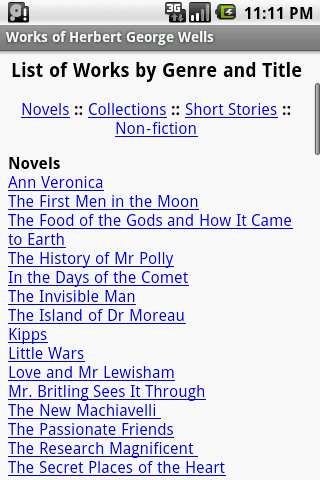 Android application Works of H. G. Wells screenshort