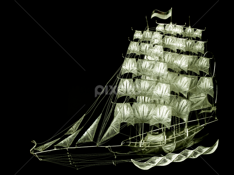 silver filigree ship TURKEY by Ahmet Güler - Artistic Objects Still Life