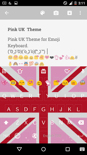 Pink UK Emoji Keyboard