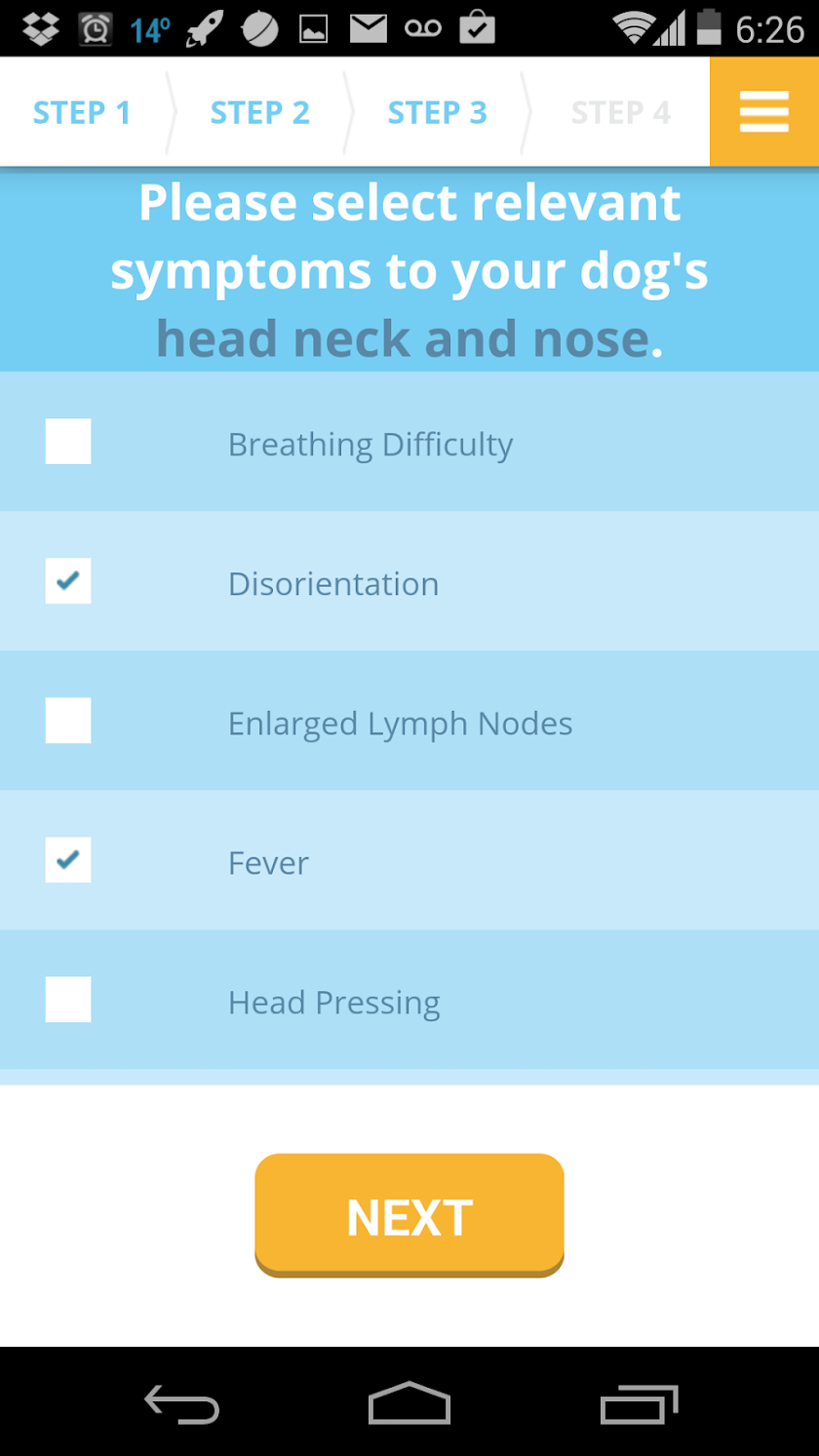 petMD Symptom Checker Screen 3