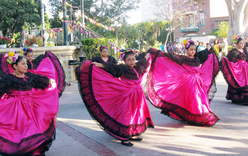 The Tierra Blanca Dance Company performing at the Plaza Dolores in Olvera Street, Los Angeles.