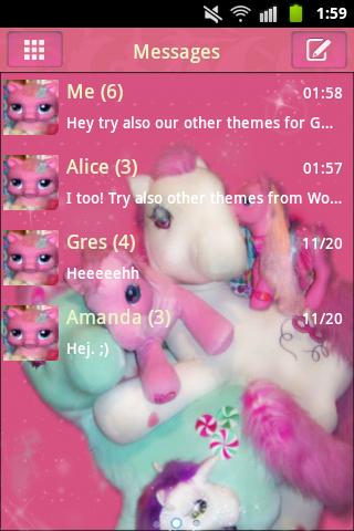 GO SMS PRO Theme Pink Pony