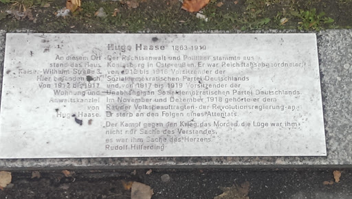 Gedenktafel für Hugo Haase