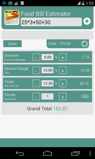 Food Bill Estimator