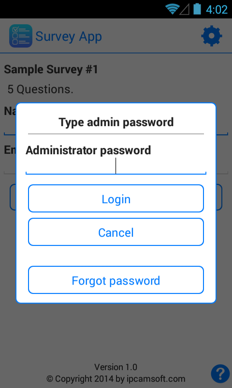   Survey App Lite (ekrano kopija) 