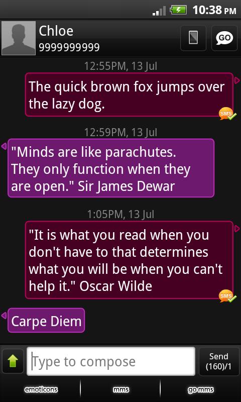 GO SMS Theme Ultimate Dark Screen 3