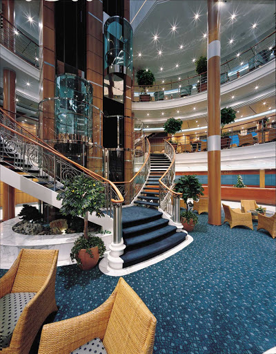 Norwegian-Sky-Atrium - At the center of Norwegian Sky is an atrium with a staircase that connects guests from deck 5 up to deck 12.