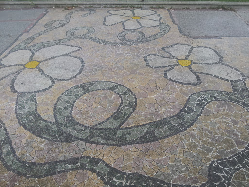 White Flowers Floor Mosaic 