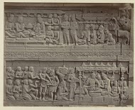 Basreliëf in de muur aan de zuidzijde van de Borobudur