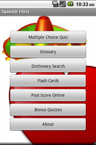 Android application Spanish Flirt Generator &amp; Quiz screenshort