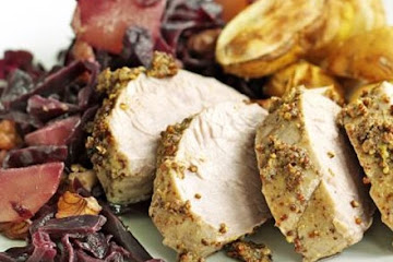 Pork with braised red cabbage & pears