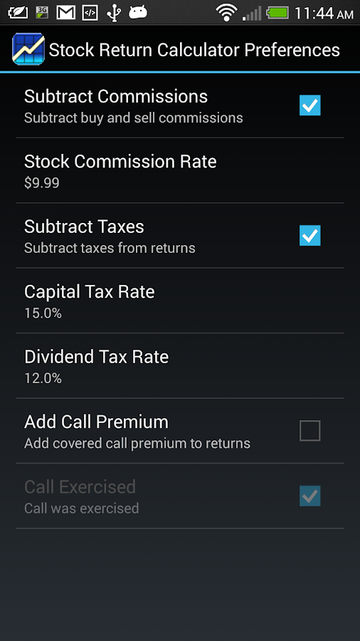 capital gains tax calculator stock options