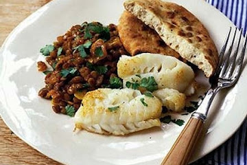 Fish with spiced lentils
